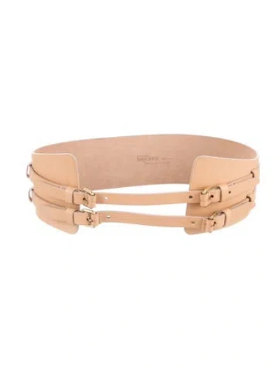Pre-owned Alexander Mcqueen Wide Leather Waist Belt In Neutrals