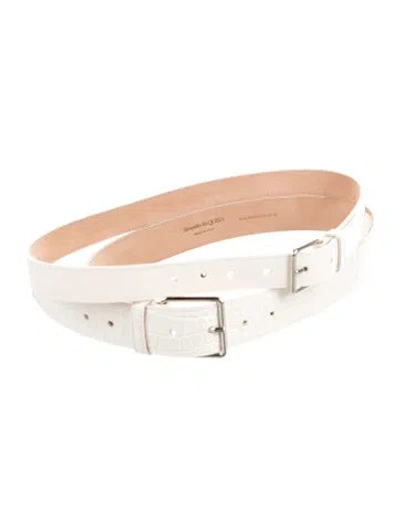 Pre-owned Alexander Mcqueen Wide Leather Waist Belt In Neutrals