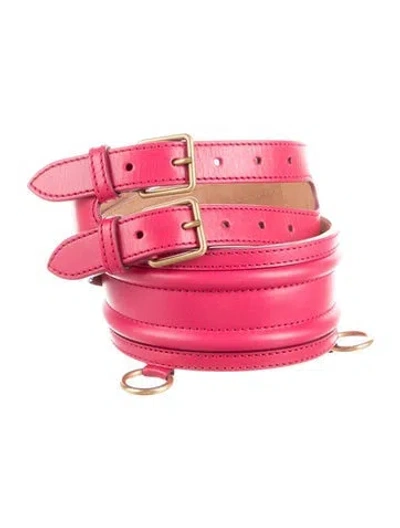 Pre-owned Alexander Mcqueen Wide Leather Waist Belt In Pink