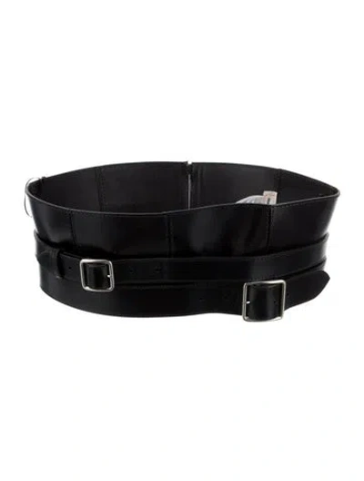 Pre-owned Alexander Mcqueen Wide Leather Waist Belt W/ Tags In Black