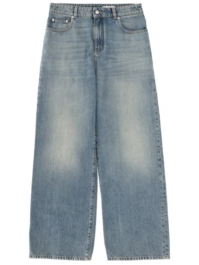 Alexander Mcqueen Wide Leg Cotton Jeans In Blue