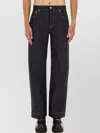 Alexander Mcqueen Wide Leg Denim Contrast Stitching In Blue