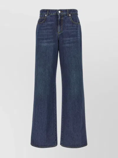 ALEXANDER MCQUEEN WIDE-LEG DENIM TROUSERS CONTRAST STITCHING