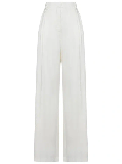 Alexander Mcqueen Wide-leg Ivory Viscose Twill Trousers In White
