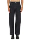 Alexander Mcqueen Wide Leg Denim Contrast Stitching In Blue
