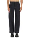 Alexander Mcqueen Wide Leg Denim Contrast Stitching In Blue