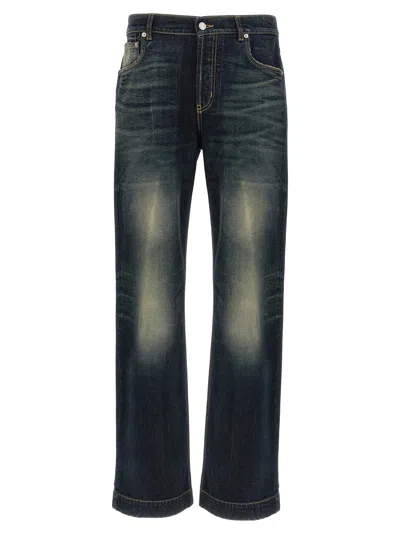 Alexander Mcqueen Wide Leg Jeans In Gray