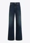 Alexander Mcqueen Denim Wide Leg Jeans In Blue