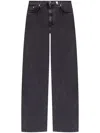 Alexander Mcqueen Wide-leg Skull Plaque Jeans In Grey