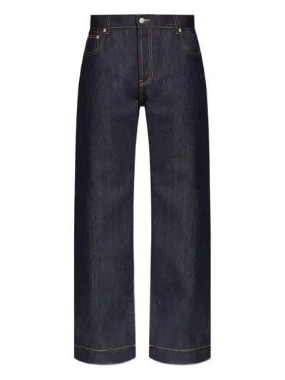 Alexander Mcqueen Indigo Wide-leg Jeans In Black
