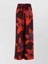 Alexander Mcqueen Wide-leg Silk Twill Trousers With Flame Lily Print