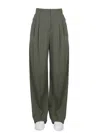 Alexander Mcqueen Wide-leg Wool Pants In Green