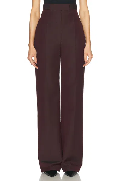 Alexander Mcqueen Wide Leg Trouser In Dark Burgundy