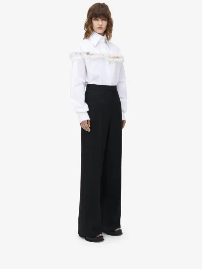 Alexander Mcqueen Wide Leg Trousers In Black