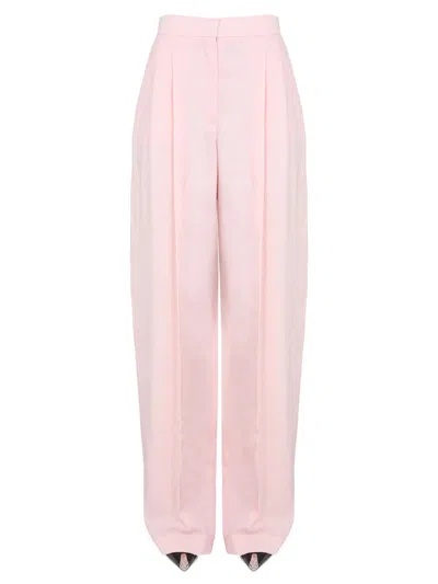 Alexander Mcqueen Wide Leg Trousers With Concealed Front Closure In Pink