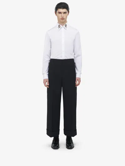 Alexander Mcqueen Wide Leg Tuxedo Trousers In White