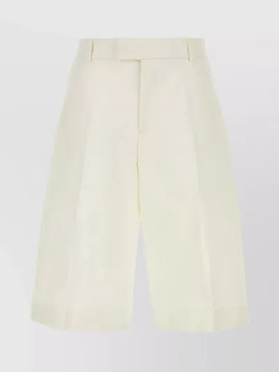 Alexander Mcqueen Wide Leg Twill Bermuda Shorts In White