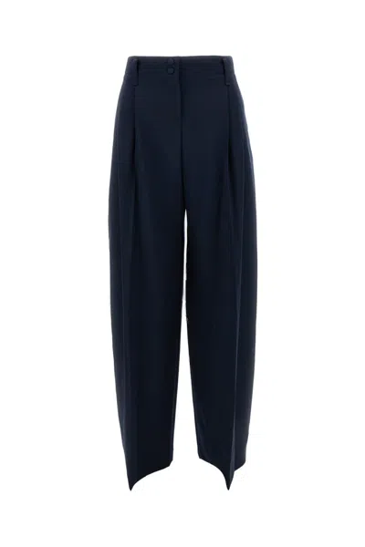 Alexander Mcqueen Wide-leg Wool Trousers With Pleats And Side Pockets In Black