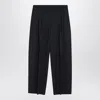 Alexander Mcqueen Wide Navy Blue Wool Trousers