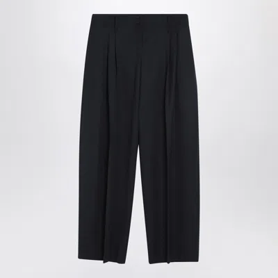 Alexander Mcqueen Wide Navy Blue Wool Trousers