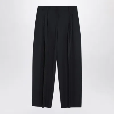 Alexander Mcqueen Wide Navy Blue Wool Trousers