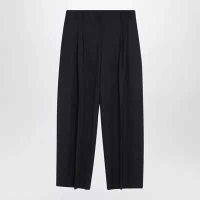 Alexander Mcqueen Wide Navy Blue Wool Trousers