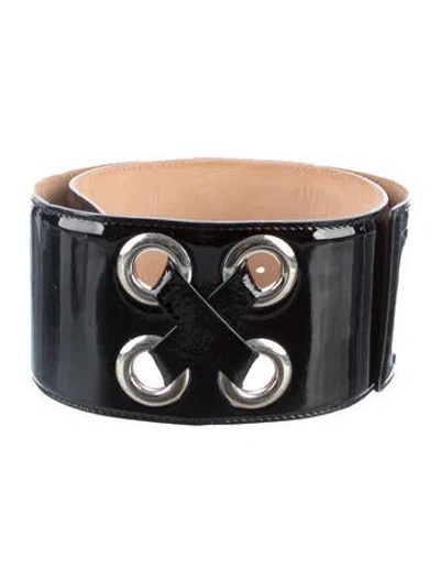 Pre-owned Alexander Mcqueen Wide Patent Leather Waist Belt In Black