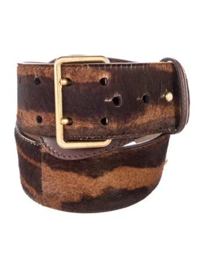 Pre-owned Alexander Mcqueen Wide Ponyhair Belt In Brown