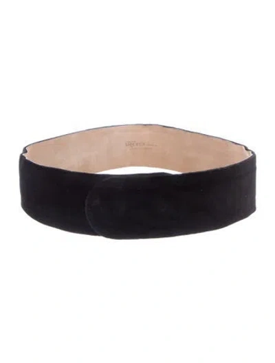 Pre-owned Alexander Mcqueen Wide Suede Waist Belt In Black