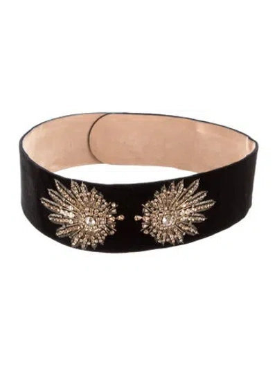 Pre-owned Alexander Mcqueen Wide Velvet Waist Belt In Black