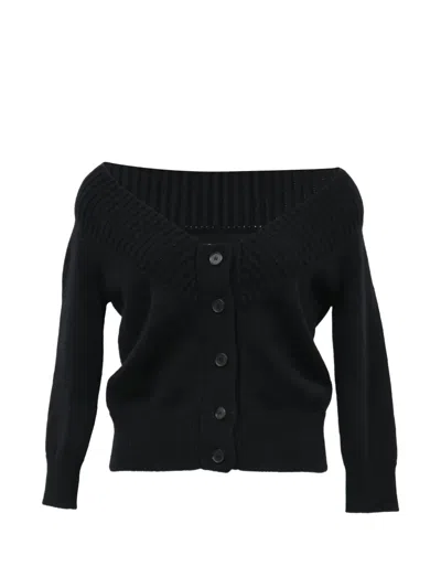 Pre-owned Alexander Mcqueen Wide V-neck Sweater In Black