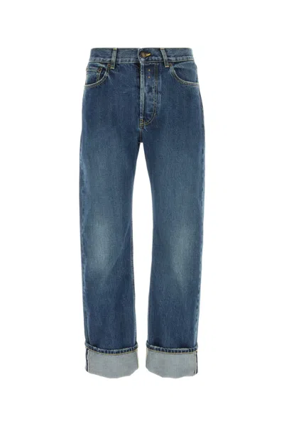 Alexander Mcqueen Wide-leg Cropped Denim Jeans In Blue