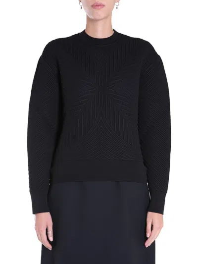 Alexander Mcqueen Wide-sleeve Knit Crew Neck Sweater In Black