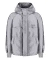 Alexander Mcqueen Gray Logo-embroidered Hooded Jacket In Grey