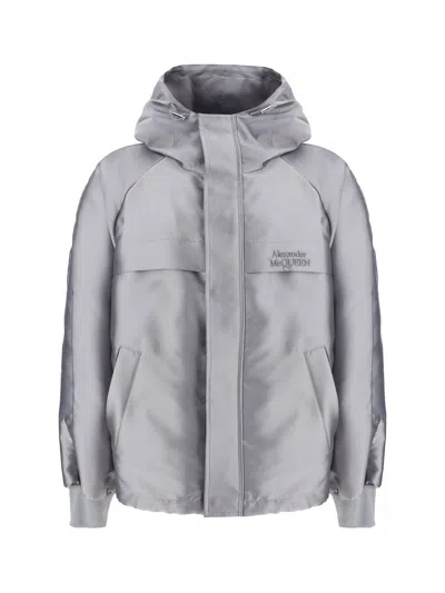 Alexander Mcqueen Windbreaker Jacket In Grey