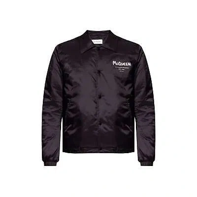 Pre-owned Alexander Mcqueen Windbreaker Logo Jacket 48 It In Black