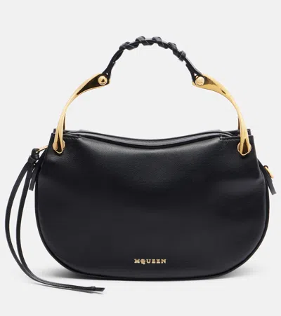 Alexander Mcqueen Wishbone Mini Leather Top-handle Bag In Black