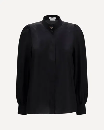Alexander Mcqueen Wishbone Silk Shirt In Black