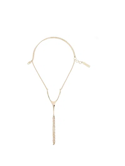 Alexander Mcqueen Wishbone-plaque Chain Hand Bracelet In Gray