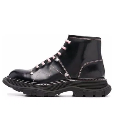 Alexander Mcqueen (wmns)  Contrast Stitch Tread Lace Up Boots 'black Pink'