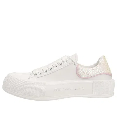 Alexander Mcqueen (wmns)  Deck Sneakers 'white Pink Glittered'