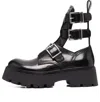 Alexander Mcqueen Rave Calfskin Buckle Loafer Boots