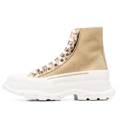 Alexander Mcqueen (wmns)  Glitter Tread Slick High-top Sneakers 'gold White'