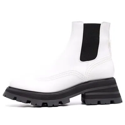 Alexander Mcqueen (wmns)  Leather Chelsea Ankle Boots 'white Black'