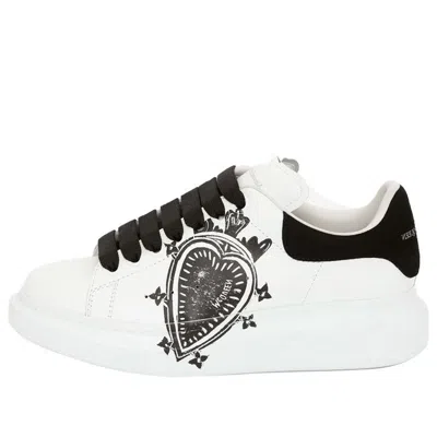 Alexander Mcqueen (wmns)  Leather Heart Logo Lace Up Oversized Sneakers 'white Black'