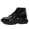 Alexander Mcqueen Leather Ankle Combat Boots Woman Ankle Boots Black Size 8 Calfskin In Black