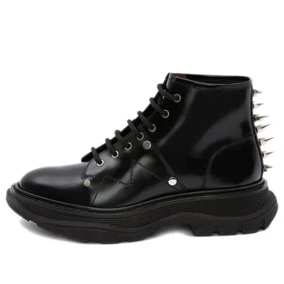 ALEXANDER MCQUEEN (WMNS) ALEXANDER MCQUEEN LEATHER TREAD ANKLE BOOTS 'BLACK'