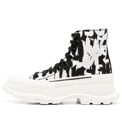Alexander Mcqueen (wmns)  Mcqueen Graffiti Tread Slick Boots 'white Black'