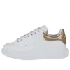 Alexander Mcqueen Women White Sneakers With Platform And Metallic Heel Tab In Leather Woman In White