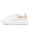 Alexander Mcqueen Oversize Sneakers In White Leather With Pink Suede Heel In Multi
